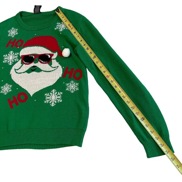 Well Worn Holiday Sweater Womens Green Santa Ho Ho Ho Ugly Christmas Size L - Picture 9 of 10